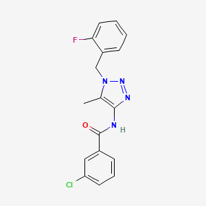 molecular formula C17H14ClFN4O B7674898 3-chloro-N-[1-[(2-fluorophenyl)methyl]-5-methyltriazol-4-yl]benzamide 