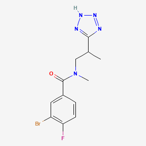 molecular formula C12H13BrFN5O B7674923 3-bromo-4-fluoro-N-methyl-N-[2-(2H-tetrazol-5-yl)propyl]benzamide 