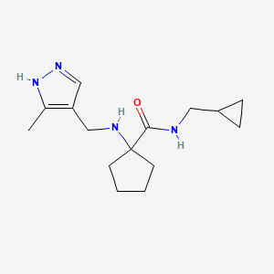 molecular formula C15H24N4O B7674985 N-(cyclopropylmethyl)-1-[(5-methyl-1H-pyrazol-4-yl)methylamino]cyclopentane-1-carboxamide 