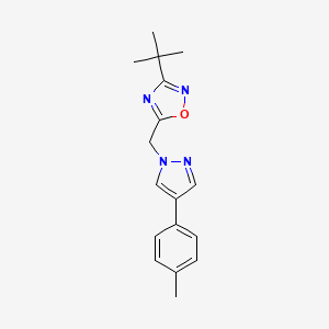 molecular formula C17H20N4O B7675048 3-Tert-butyl-5-[[4-(4-methylphenyl)pyrazol-1-yl]methyl]-1,2,4-oxadiazole 