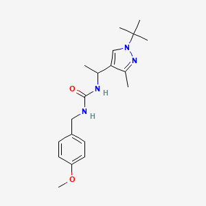 molecular formula C19H28N4O2 B7675087 1-[1-(1-Tert-butyl-3-methylpyrazol-4-yl)ethyl]-3-[(4-methoxyphenyl)methyl]urea 