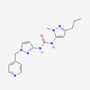 molecular formula C17H21N7O B7675128 1-(2-Methyl-5-propylpyrazol-3-yl)-3-[1-(pyridin-4-ylmethyl)pyrazol-3-yl]urea 