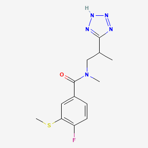 molecular formula C13H16FN5OS B7675134 4-fluoro-N-methyl-3-methylsulfanyl-N-[2-(2H-tetrazol-5-yl)propyl]benzamide 