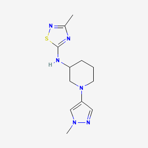 molecular formula C12H18N6S B7675162 3-methyl-N-[1-(1-methylpyrazol-4-yl)piperidin-3-yl]-1,2,4-thiadiazol-5-amine 