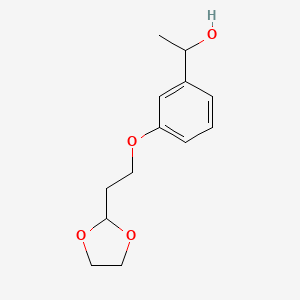 molecular formula C13H18O4 B7675171 1-[3-[2-(1,3-Dioxolan-2-yl)ethoxy]phenyl]ethanol 