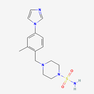 molecular formula C15H21N5O2S B7675197 4-[(4-Imidazol-1-yl-2-methylphenyl)methyl]piperazine-1-sulfonamide 