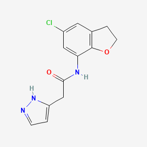 N-(5-chloro-2,3-dihydro-1-benzofuran-7-yl)-2-(1H-pyrazol-5-yl)acetamide