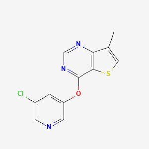 molecular formula C12H8ClN3OS B7675253 4-(5-Chloropyridin-3-yl)oxy-7-methylthieno[3,2-d]pyrimidine 