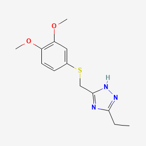 molecular formula C13H17N3O2S B7675285 5-[(3,4-dimethoxyphenyl)sulfanylmethyl]-3-ethyl-1H-1,2,4-triazole 