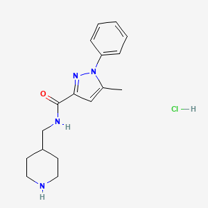 5-methyl-1-phenyl-N-(piperidin-4-ylmethyl)pyrazole-3-carboxamide;hydrochloride