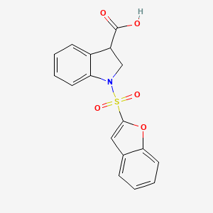 molecular formula C17H13NO5S B7675294 1-(1-Benzofuran-2-ylsulfonyl)-2,3-dihydroindole-3-carboxylic acid 