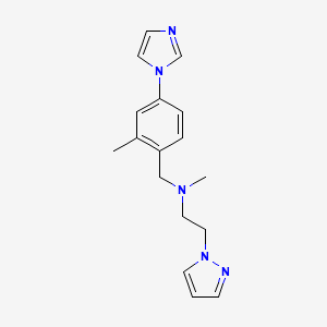 molecular formula C17H21N5 B7675323 N-[(4-imidazol-1-yl-2-methylphenyl)methyl]-N-methyl-2-pyrazol-1-ylethanamine 