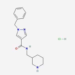 molecular formula C17H23ClN4O B7675378 1-benzyl-N-(piperidin-3-ylmethyl)pyrazole-4-carboxamide;hydrochloride 