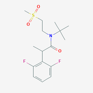 molecular formula C16H23F2NO3S B7675383 N-tert-butyl-2-(2,6-difluorophenyl)-N-(2-methylsulfonylethyl)propanamide 