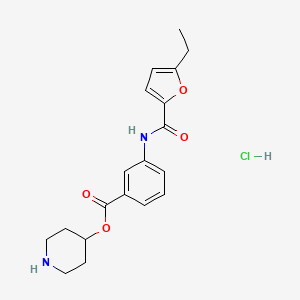 molecular formula C19H23ClN2O4 B7675395 Piperidin-4-yl 3-[(5-ethylfuran-2-carbonyl)amino]benzoate;hydrochloride 