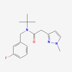 molecular formula C17H22FN3O B7675408 N-tert-butyl-N-[(3-fluorophenyl)methyl]-2-(1-methylpyrazol-3-yl)acetamide 