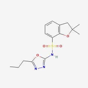 molecular formula C15H19N3O4S B7675435 2,2-dimethyl-N-(5-propyl-1,3,4-oxadiazol-2-yl)-3H-1-benzofuran-7-sulfonamide 