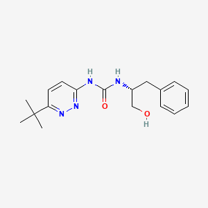 molecular formula C18H24N4O2 B7675517 1-(6-tert-butylpyridazin-3-yl)-3-[(2R)-1-hydroxy-3-phenylpropan-2-yl]urea 