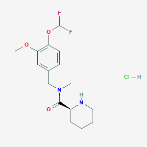 (2S)-N-[[4-(difluoromethoxy)-3-methoxyphenyl]methyl]-N-methylpiperidine-2-carboxamide;hydrochloride