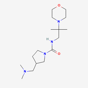 molecular formula C16H32N4O2 B7675612 3-[(dimethylamino)methyl]-N-(2-methyl-2-morpholin-4-ylpropyl)pyrrolidine-1-carboxamide 