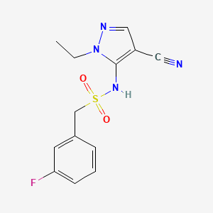 molecular formula C13H13FN4O2S B7675613 N-(4-cyano-2-ethylpyrazol-3-yl)-1-(3-fluorophenyl)methanesulfonamide 