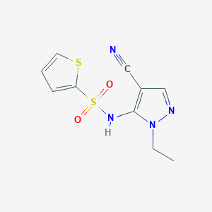 molecular formula C10H10N4O2S2 B7675659 N-(4-cyano-2-ethylpyrazol-3-yl)thiophene-2-sulfonamide 