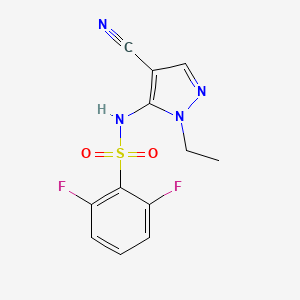 molecular formula C12H10F2N4O2S B7675717 N-(4-cyano-2-ethylpyrazol-3-yl)-2,6-difluorobenzenesulfonamide 