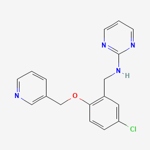 molecular formula C17H15ClN4O B7675735 N-[[5-chloro-2-(pyridin-3-ylmethoxy)phenyl]methyl]pyrimidin-2-amine 