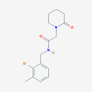 molecular formula C15H19BrN2O2 B7675762 N-[(2-bromo-3-methylphenyl)methyl]-2-(2-oxopiperidin-1-yl)acetamide 