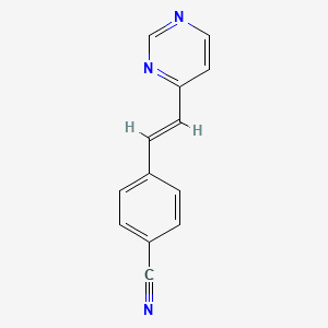 molecular formula C13H9N3 B7675782 4-[(E)-2-pyrimidin-4-ylethenyl]benzonitrile 