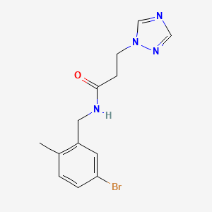 molecular formula C13H15BrN4O B7675913 N-[(5-bromo-2-methylphenyl)methyl]-3-(1,2,4-triazol-1-yl)propanamide 