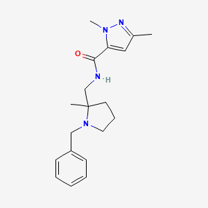 molecular formula C19H26N4O B7675993 N-[(1-benzyl-2-methylpyrrolidin-2-yl)methyl]-2,5-dimethylpyrazole-3-carboxamide 