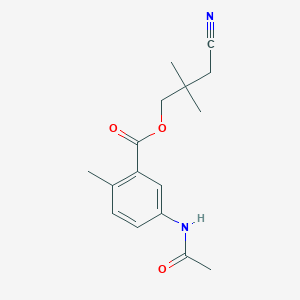 (3-Cyano-2,2-dimethylpropyl) 5-acetamido-2-methylbenzoate