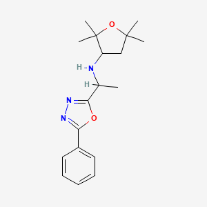 molecular formula C18H25N3O2 B7676011 2,2,5,5-tetramethyl-N-[1-(5-phenyl-1,3,4-oxadiazol-2-yl)ethyl]oxolan-3-amine 