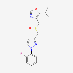 4-[[1-(2-Fluorophenyl)pyrazol-3-yl]methylsulfinylmethyl]-5-propan-2-yl-1,3-oxazole