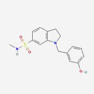 molecular formula C16H18N2O3S B7676147 1-[(3-hydroxyphenyl)methyl]-N-methyl-2,3-dihydroindole-6-sulfonamide 