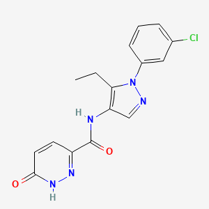 molecular formula C16H14ClN5O2 B7676207 N-[1-(3-chlorophenyl)-5-ethylpyrazol-4-yl]-6-oxo-1H-pyridazine-3-carboxamide 