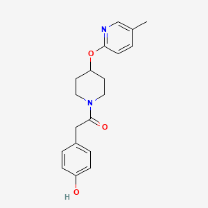 molecular formula C19H22N2O3 B7676369 2-(4-Hydroxyphenyl)-1-[4-(5-methylpyridin-2-yl)oxypiperidin-1-yl]ethanone 