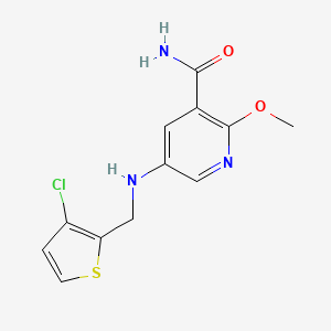 molecular formula C12H12ClN3O2S B7676419 5-[(3-Chlorothiophen-2-yl)methylamino]-2-methoxypyridine-3-carboxamide 