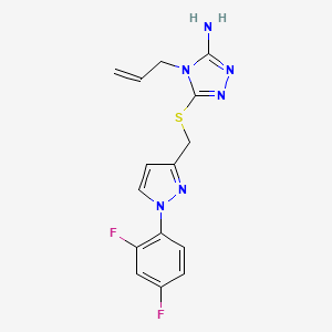 molecular formula C15H14F2N6S B7676423 5-[[1-(2,4-Difluorophenyl)pyrazol-3-yl]methylsulfanyl]-4-prop-2-enyl-1,2,4-triazol-3-amine 