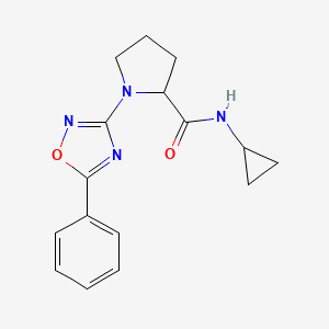 molecular formula C16H18N4O2 B7676431 N-cyclopropyl-1-(5-phenyl-1,2,4-oxadiazol-3-yl)pyrrolidine-2-carboxamide 