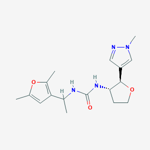 molecular formula C17H24N4O3 B7676456 1-[1-(2,5-dimethylfuran-3-yl)ethyl]-3-[(2R,3S)-2-(1-methylpyrazol-4-yl)oxolan-3-yl]urea 