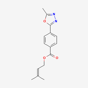 molecular formula C15H16N2O3 B7676498 3-Methylbut-2-enyl 4-(5-methyl-1,3,4-oxadiazol-2-yl)benzoate 