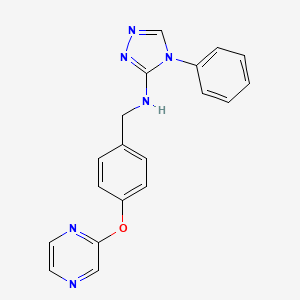 4-phenyl-N-[(4-pyrazin-2-yloxyphenyl)methyl]-1,2,4-triazol-3-amine