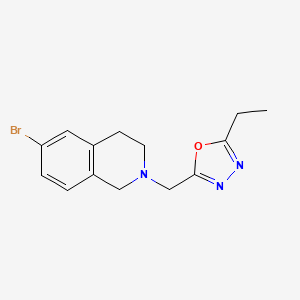 molecular formula C14H16BrN3O B7676524 2-[(6-bromo-3,4-dihydro-1H-isoquinolin-2-yl)methyl]-5-ethyl-1,3,4-oxadiazole 