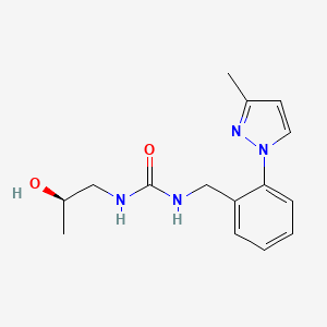 molecular formula C15H20N4O2 B7676558 1-[(2R)-2-hydroxypropyl]-3-[[2-(3-methylpyrazol-1-yl)phenyl]methyl]urea 