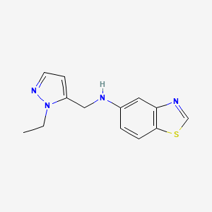 molecular formula C13H14N4S B7676624 N-[(2-ethylpyrazol-3-yl)methyl]-1,3-benzothiazol-5-amine 