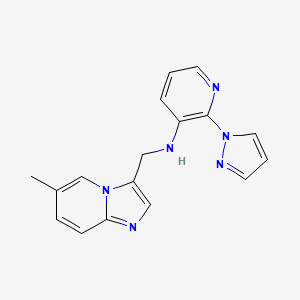 molecular formula C17H16N6 B7676693 N-[(6-methylimidazo[1,2-a]pyridin-3-yl)methyl]-2-pyrazol-1-ylpyridin-3-amine 