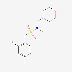 molecular formula C15H22FNO3S B7676696 1-(2-fluoro-4-methylphenyl)-N-methyl-N-(oxan-4-ylmethyl)methanesulfonamide 