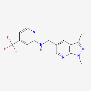 molecular formula C15H14F3N5 B7676716 N-[(1,3-dimethylpyrazolo[3,4-b]pyridin-5-yl)methyl]-4-(trifluoromethyl)pyridin-2-amine 